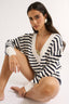Sonny V Neck Jumper Navy Stripe