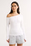 Cobie Off Shoulder Long Sleeve Optic White