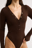 Nola Henley Long Sleeve Bodysuit Cocoa