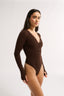 Nola Henley Long Sleeve Bodysuit Cocoa