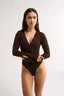 Nola Henley Long Sleeve Bodysuit Cocoa