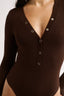 Nola Henley Long Sleeve Bodysuit Cocoa