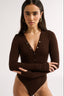 Nola Henley Long Sleeve Bodysuit Cocoa
