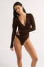 Nola Henley Long Sleeve Bodysuit Cocoa