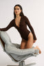 Nola Henley Long Sleeve Bodysuit Cocoa