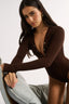 Nola Henley Long Sleeve Bodysuit Cocoa