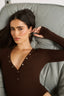 Nola Henley Long Sleeve Bodysuit Cocoa