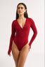 Nola Henley Long Sleeve Bodysuit Currant