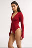 Nola Henley Long Sleeve Bodysuit Currant