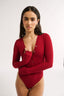Nola Henley Long Sleeve Bodysuit Currant