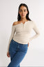 Cobie Off Shoulder Long Sleeve Oatmeal
