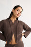 Katie Cable Zip Jacket Chocolate
