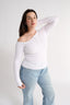 Cobie Off Shoulder Long Sleeve Optic White