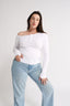 Cobie Off Shoulder Long Sleeve Optic White