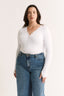 Nola Henley Long Sleeve Bodysuit Optic White