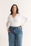 Nola Henley Long Sleeve Bodysuit Optic White