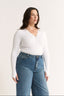 Nola Henley Long Sleeve Bodysuit Optic White