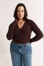 Nola Henley Long Sleeve Bodysuit Cabernet
