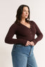 Nola Henley Long Sleeve Bodysuit Cabernet