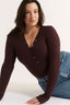 Nola Henley Long Sleeve Bodysuit Cabernet