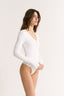 Nola Henley Long Sleeve Bodysuit Optic White