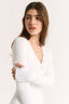 Nola Henley Long Sleeve Bodysuit Optic White