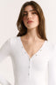 Nola Henley Long Sleeve Bodysuit Optic White