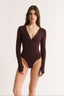 Nola Henley Long Sleeve Bodysuit Cabernet
