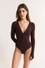 Nola Henley Long Sleeve Bodysuit Cabernet