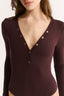 Nola Henley Long Sleeve Bodysuit Cabernet