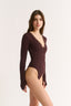 Nola Henley Long Sleeve Bodysuit Cabernet