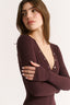 Nola Henley Long Sleeve Bodysuit Cabernet