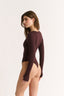 Nola Henley Long Sleeve Bodysuit Cabernet