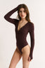 Nola Henley Long Sleeve Bodysuit Cabernet