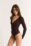 Nola Henley Long Sleeve Bodysuit Cabernet