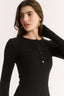 Carina Henley Long Sleeve Black