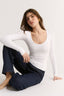 Nina Scoop Long Sleeve Optic White