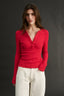Carina Henley Long Sleeve Radiant Red