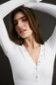 Nola Henley Long Sleeve Bodysuit Optic White