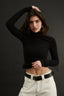 Carina Mock Neck Long Sleeve Black