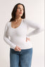 Nina Scoop Long Sleeve Optic White