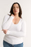 Nina Scoop Long Sleeve Optic White