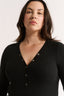 Nola Henley Long Sleeve Bodysuit Black