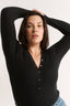 Nola Henley Long Sleeve Bodysuit Black