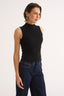 Tara Mock Neck Tank Black