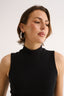 Tara Mock Neck Tank Black