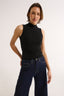 Tara Mock Neck Tank Black