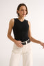 Holly High V Neck Tank Black