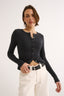 Caterina Snap Button Top Charcoal Marle
