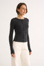Caterina Snap Button Top Charcoal Marle